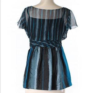 DKNYC Tops - DKNYC sheer black blue striped silk top sz 6 DKNYC Tops - DKNYC sheer black blue striped silk top sz 6
